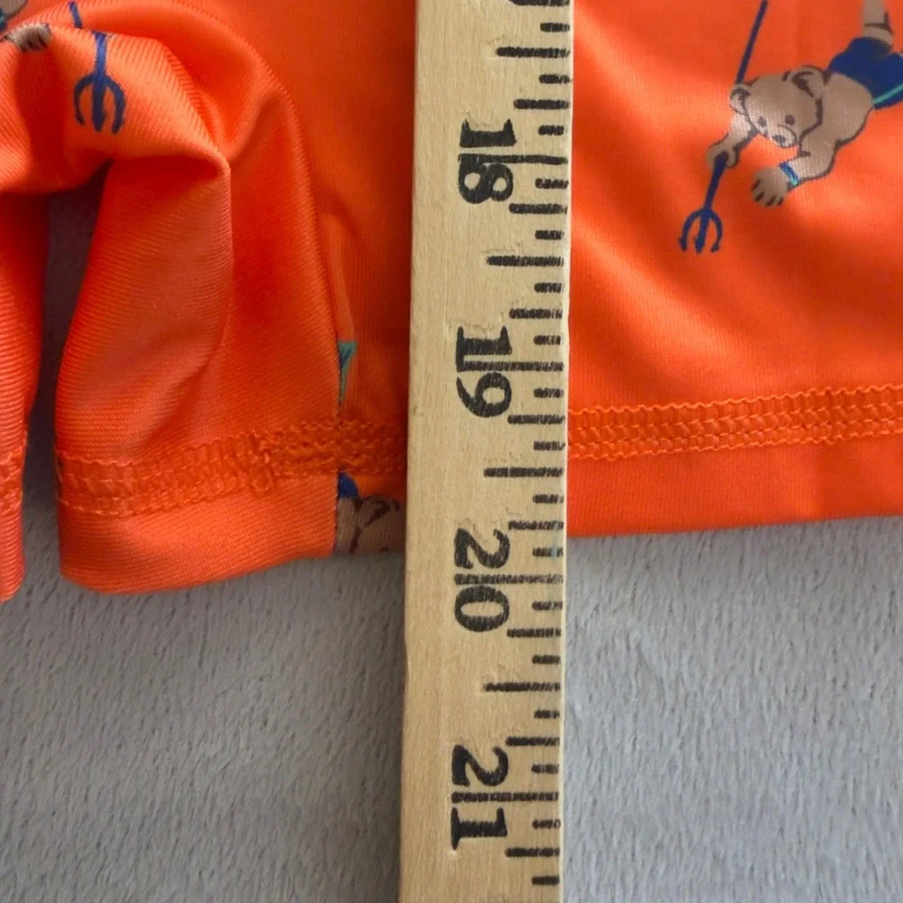 NEW! Ralph Lauren Rash Guard One Piece Kids 18M/24M Orange Polo Bear Scuba Diver